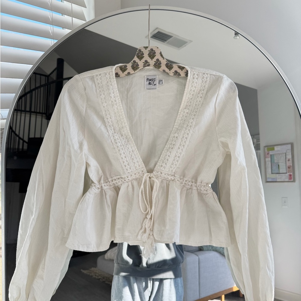 Princess Polly Cream Lace Peplum Blouse